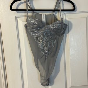Silver Sheer Body Suit